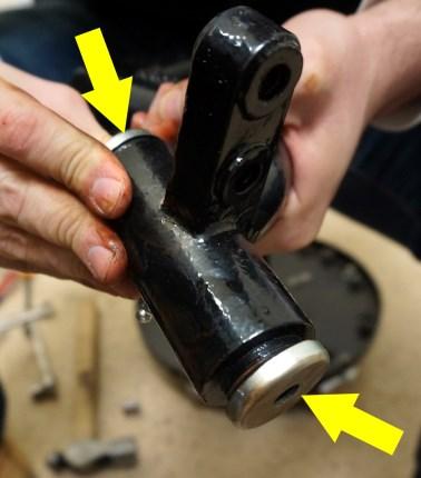 Remove the spindles from the lower portion of the shocks by removing the safety