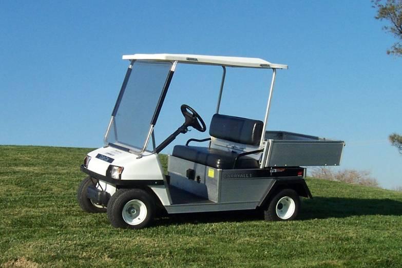 Carryall 1 Club Car Utility Vehicle (2 Passenger) 48 Volt Electric, Power Drive System with built in automatic charging system.