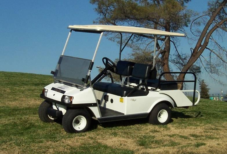 4 Passenger Club Car Villager 48 Volt Electric, Power Drive System with built in automatic charging system. or 286cc Air Cool Gas Engine. 4 Stroke, 7.0 Gallon Gas Tank.
