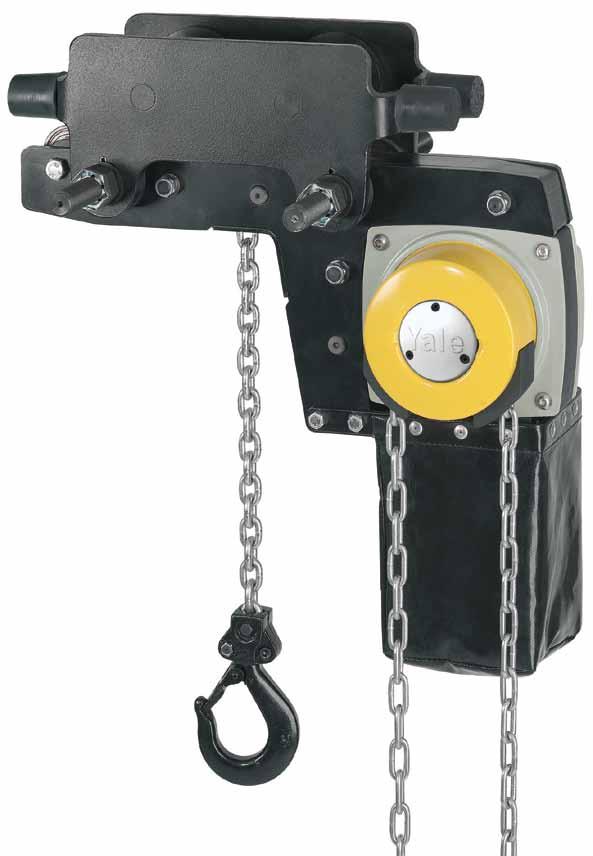 Hand chain hoist with integrated push or geared type trolley (low headroom) model Yalelift LH Capacity 500-10000 The hand chain hoist model Yalelift LH with integrated low headroom manual trolley is