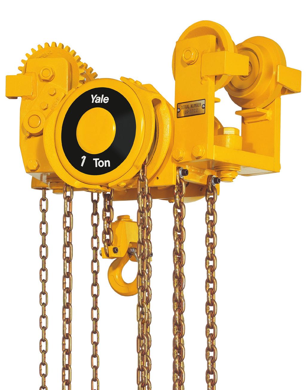 Hand wheel and gear case are positioned outside the reach of the bottom flange, thus allowing the bottom block to be raised almost until the underside of the beam.