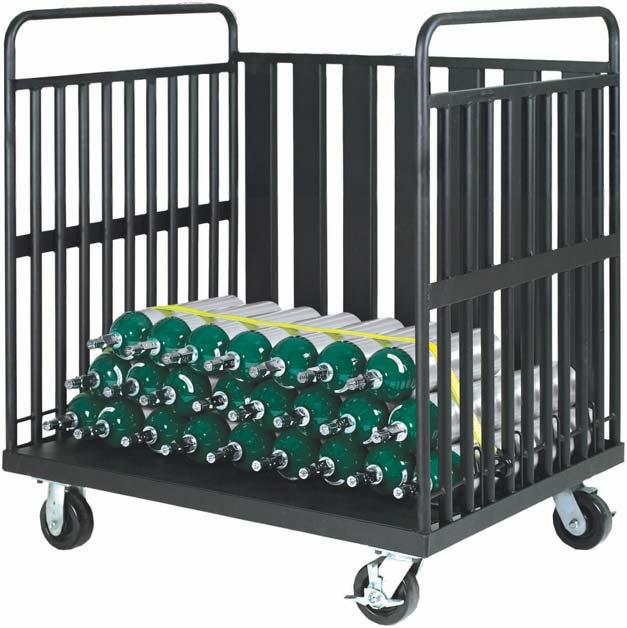 brake, 2 rigid Dimensions: 42 L x 32 W x 48 H D.O.T. COMPLIANT Add locking steel doors and top to multicylinder delivery cart for DOT compliance.