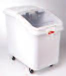 Slant-Front Ingredient Bin with Sliding Lid and 32-oz (0.9-L) Scoop FG3000 WHT Flat-Top Ingredient Bin with Sliding Hinged Lid FG30288 WHT Slant-Front Ingredient Bin with Sliding Lid and 32-oz (0.