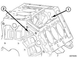 1 - THERMOSTAT HOUSING/COOLANT INLET 2 - BOLT 3 - NUT 4 - WEEP HOLE 2.