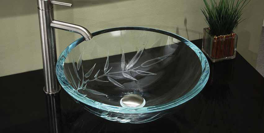 fixtures glass vessels GV101CHA Clear Charcoal 17 lbs $295 Tempered Glass Vessel 16½ w x 16½ d x 5½ h GV104BLM Blue Bits 20 lbs $375 Tempered Glass Vessel 16½ w x 16½ d x 5½