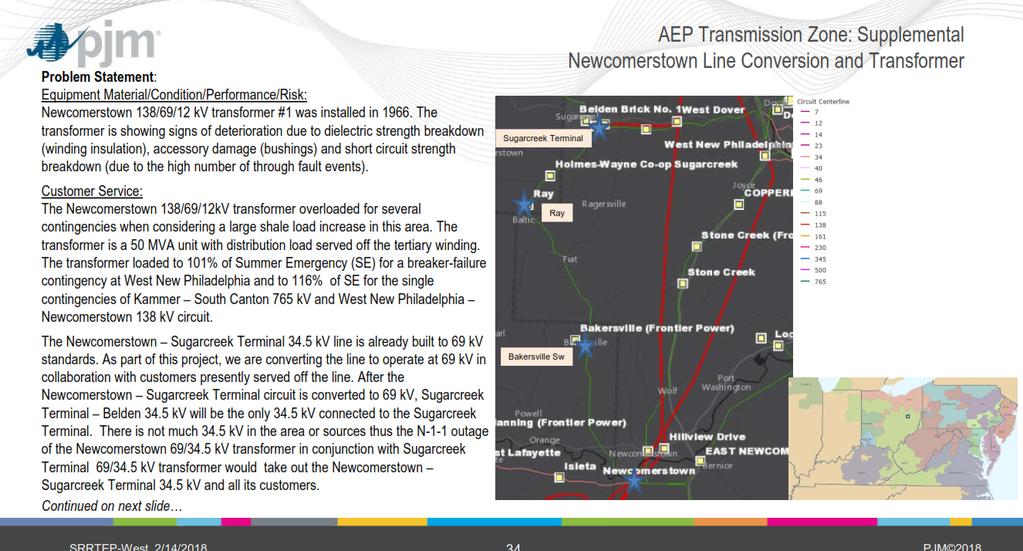 AEP: Newcomerstown Line Conversion and Transformer Was AEP s FERC Form 715 data used in this analysis or was some other data used? Did AEP use the PJM 50/50 load forecast to determine this overload?
