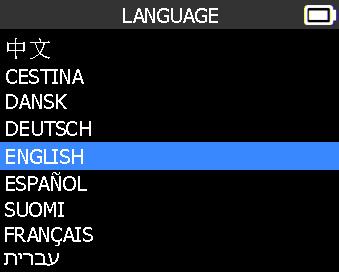 LANGUAGE MENU Select the "LANGUAGE" menu.