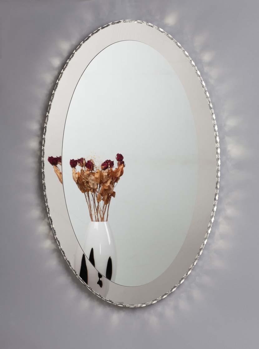 estella LED Crystal Mirror, Polished Chrome finish with K9 Crystals, non-dimmable, 4000K L219570CH LED