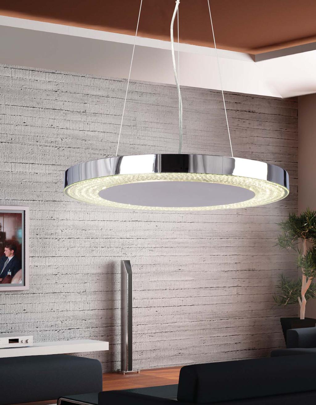 claressa LED Pendant, Polished Chrome finish with Clear Crystal Accents, dimmable*, 3000K L919512CH