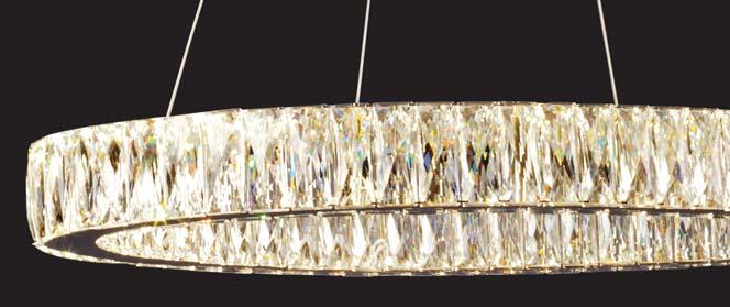 estella LED Pendant, Polished Chrome finish with K9 Crystals, dimmable*, 4000K