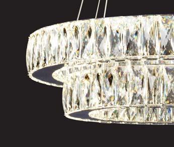 estella LED Pendant, Polished Chrome finish with K9 Crystals, dimmable*,