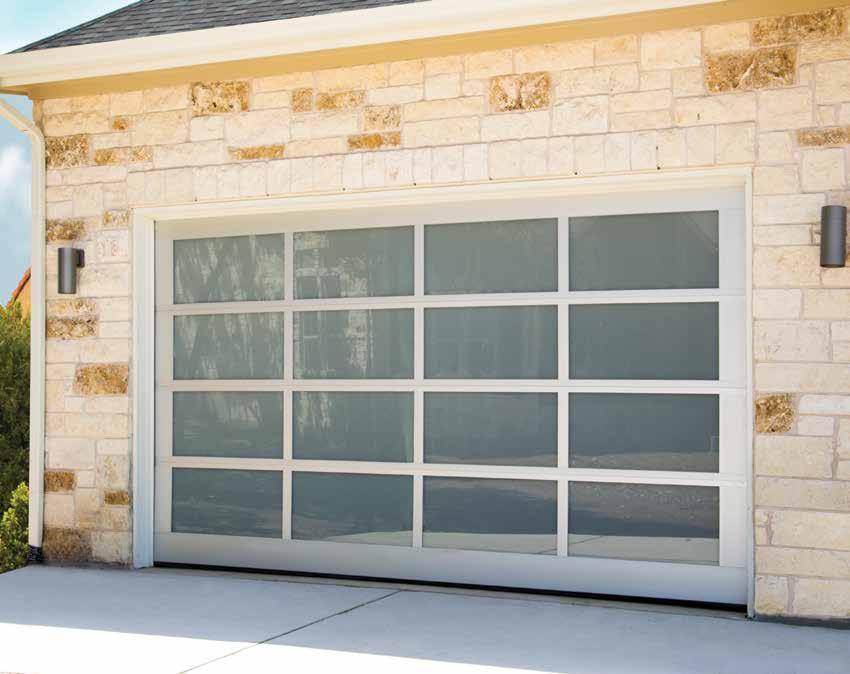AFTER BEFORE Clear anodized aluminum, White Laminated privacy glass Garage Door Design Center To see this door on your home, visit wayne-dalton.