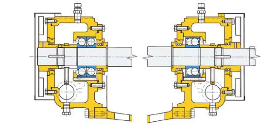 Convection venting for bearing housing with a low noise fan placed at rear in coupling side. For Lubrication System Purge ports with drain valve.