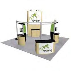Kit Options 10x20 Kit 1575 features: Instand Classic 10 pop-up Backwall and oval counter feature your choice of black or grey FabriColor panels for Velcro compatible detachable graphics