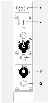 General description Description of front panels Circuit-breaker 1 : mechanical opening push-button (red) 2 : circuit-breaker position and handling selector 3 : hole for inserting the crank to move