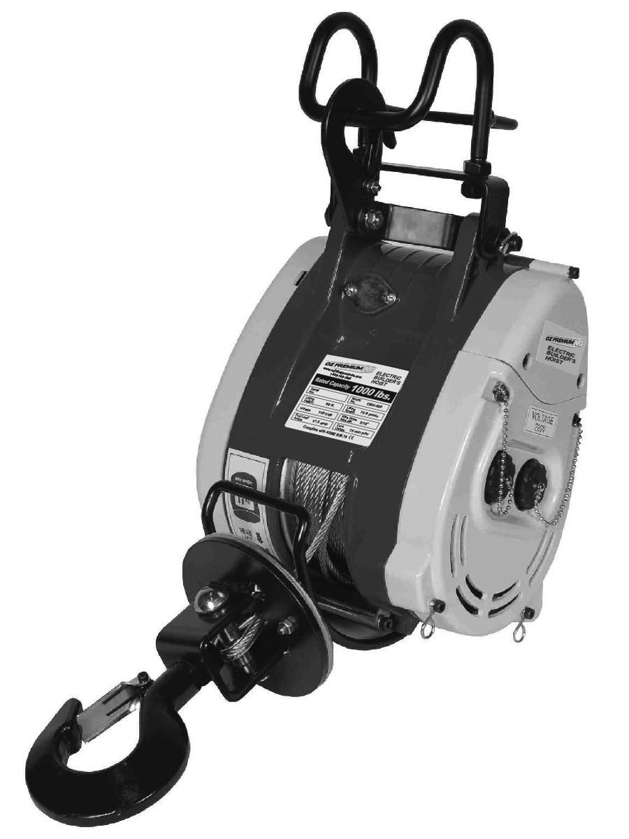 OPERATOR S MANUAL 1000 POUNDS 37 fpm POWERFUL LIGHTWEIGHT VERSATILE MODEL# OBH-1000 Complies with ASME B30.