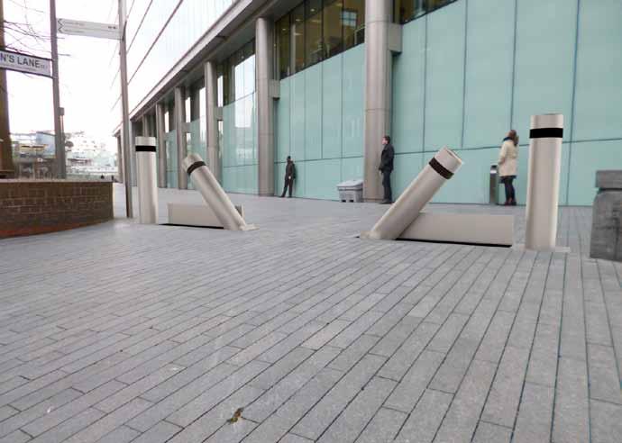 and lowers. The Retractable Bollard is twinned with a static unit and is manually operated.