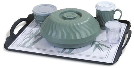 Room Service Trays Available for Both Healthcare & FoodService Customers 15" x 20" handled room service trays give an upscale dining experience Low rimmed edge keeps tray top items in place NSF