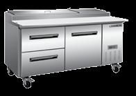 Self-contained Available in 20V/60Hz, 220V/50Hz and 208-20V/60Hz Maxx Cold X-Series Pizza Preparation Tables provide users with a reliable and efficient way to quickly prepare pizzas