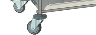 ø100 mm castors with bumpers (two with brakes).