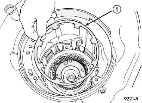 29. Install 2/4 clutch pack (1, 2). NOTE: The 2/4 Clutch Piston has bonded seals which are not individually serviceable. Seal replacement requires replacement of the piston assembly. 30.