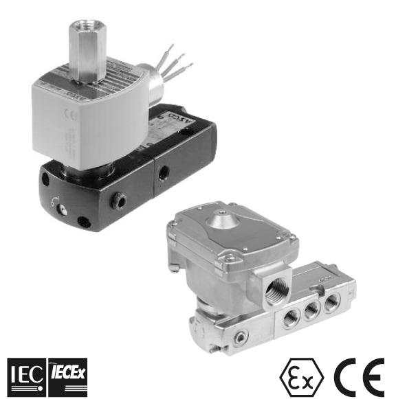 SPOOL VALVES aluminium, stainless steel or brass body 1/4" threaded and NAMUR The monostable spool valves in conformity with IEC 61508 Standard (2010 route 2H version) have TÜV and EXIDA certified