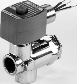 SOLENOID VALVES high pressure brass or stainless steel bodies 1/4" - 3/4" Rugged piston construction built to withstand pressure ratings to 1500 psi Angle body design for high flows Ideal for
