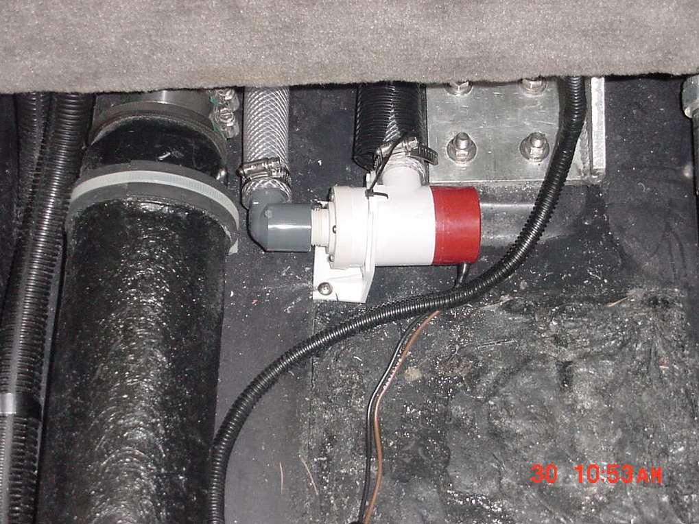 Mount pump only on the liner. Ballast Bag to pump inlet and 90 fitting.
