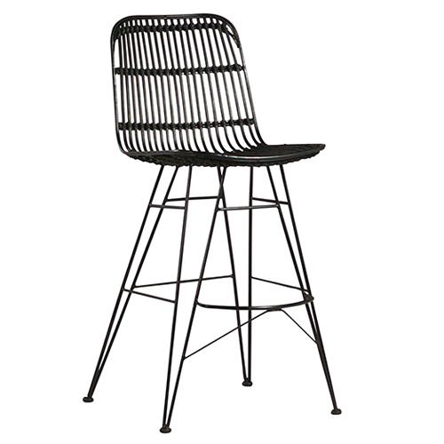CHAIR Black rattan with metal frame Seat height 18" 6 Length: