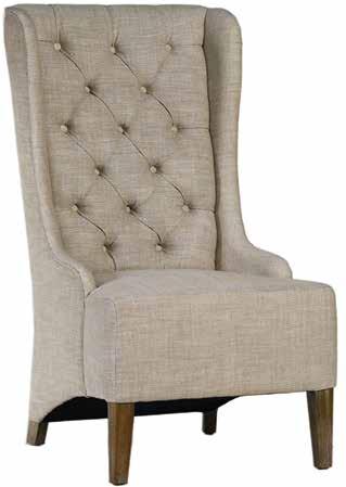 REILLY DINING CHAIR Rubber wood rustic beach color - Washed grey linen