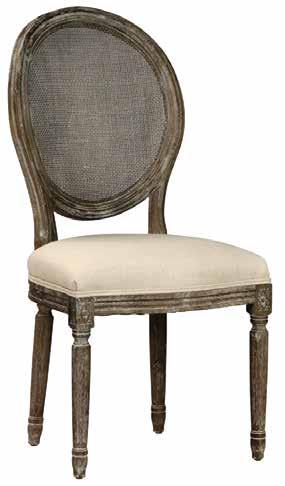 ARRAS DINING CHAIR Solid hardwood frame Washed linen upholstery with raw linen back Antiqued