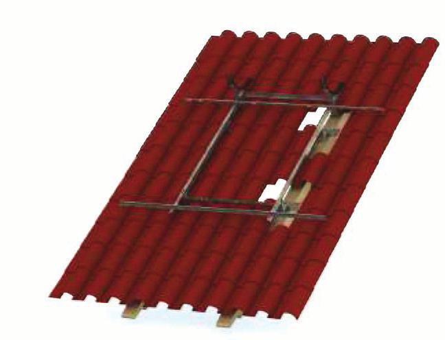 Fixing systems on a pitched roof for OMPT manifolds Frame for inclined surface with tiles OMPT 0 OMPT 50 985 985 500 985 OMPT 200 Values in 985 8 TV OMPTTO 55000233 Fixing systems on flat roofs for