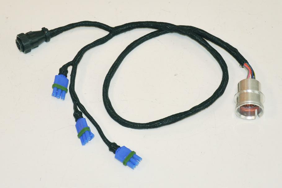 Install Harness - HP3-JD63-16 (HA3-JD63-16) 1. Mount connection (1) into single point connector with snap ring. 2. Connect (2) to factory 16 pin header connector. 3.