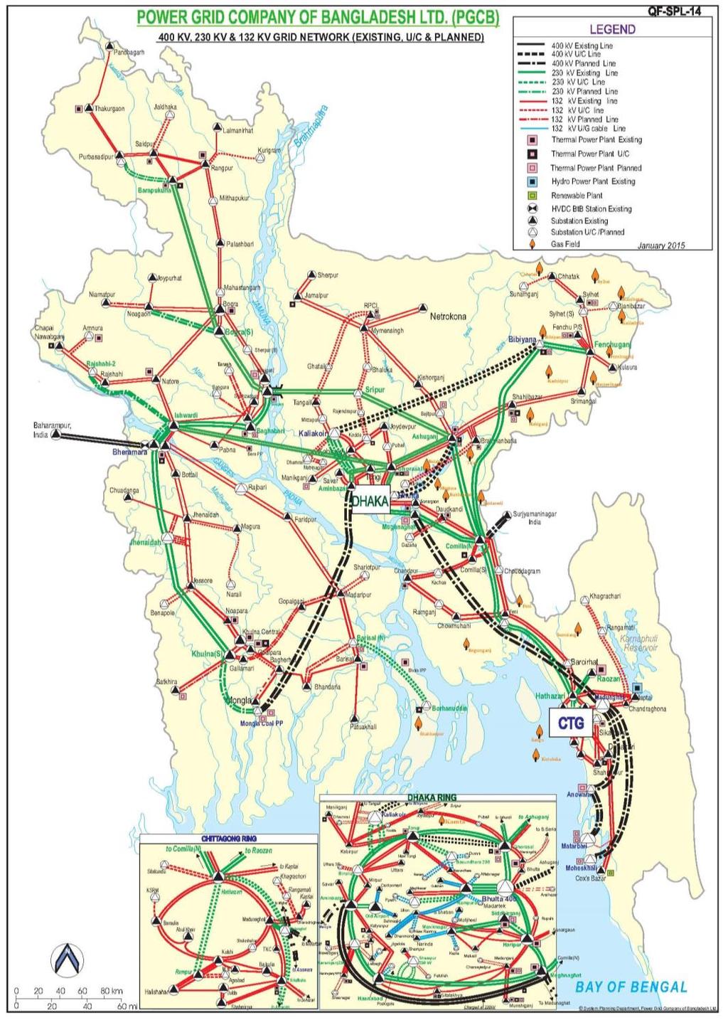Bangladesh Grid Network Year 2015 Grid Infrastructure: 400kV Line: 164.7 ckt. km 230kV Line: 3044 ckt. km 132kV Line: 6337 ckt.