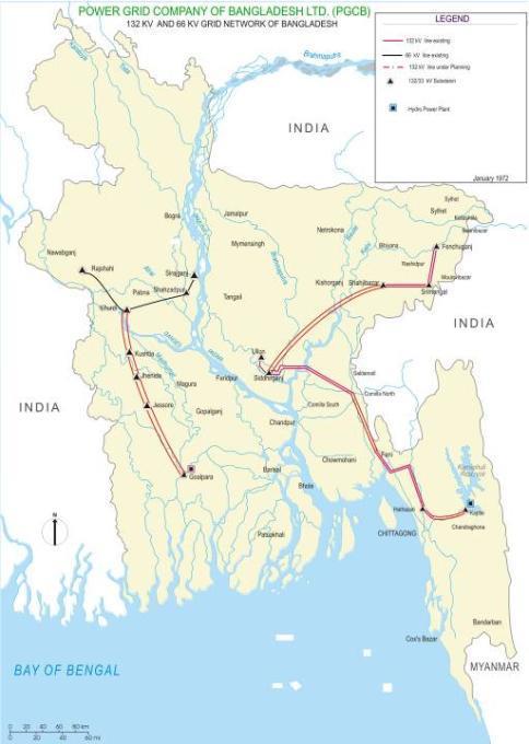 Bangladesh Grid Network Year 1972 Grid