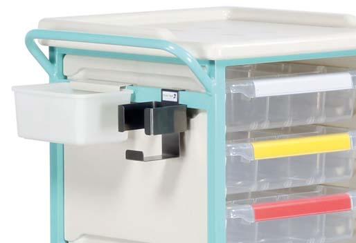 Phlebotomy Trolleys PBTM1/10/3S2D -Trolley supplied as standard with the push handle positioned on the l/h side.