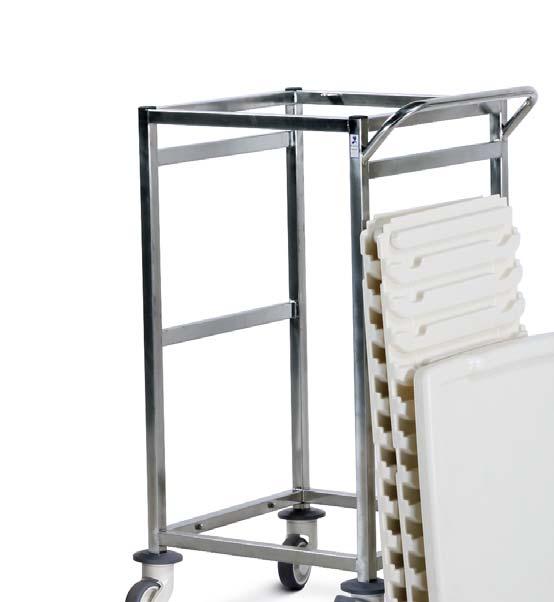protection to both the trolley & fabric of the building; smooth surfaces assist cleaning 100mm polymer castors offering