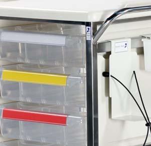 wide range of accessories (see options) Trolley pre-confi gured with the following accessories Single Sharps Box Holder