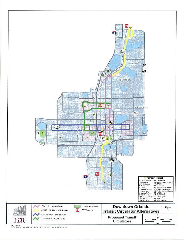 Circulator Options from 2007 Study Goal is to expand LYMMO service in Central Orlando to key destinations North/South route from Florida Hospital to Orlando Health East/ West route from the