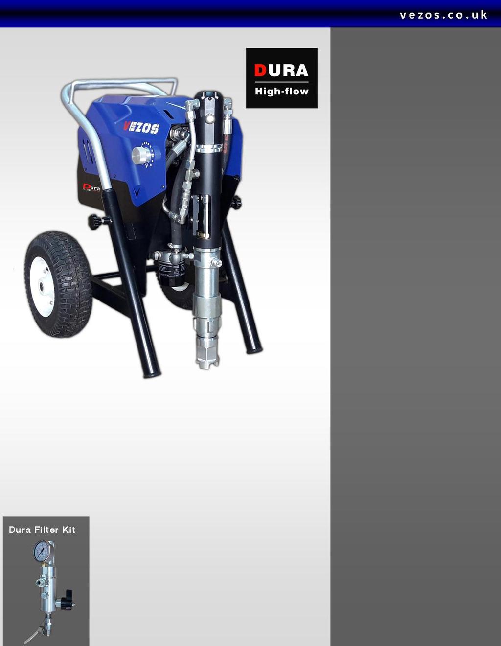 Technical Specifications Edition Max Working Pressure Max Flow Delivery Power Motor Pump Cart Hydraulic Reservoir Weight Dimensions Dura 8 High-Flow 177 bar / 2600 psi 10.