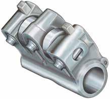 The design with two insert elements is also referred to as dual end pivot rocker arm, with three insert elements as triple end pivot rocker arm.