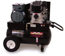 0 Gallon-Tw o Portable - 0 Gallon Electric/Gasoline - Two Stage. Quality two stage compressor. Cast iron cylinder. Splash lubricated aluminum crankcase. Aluminum head for heat dissipation.
