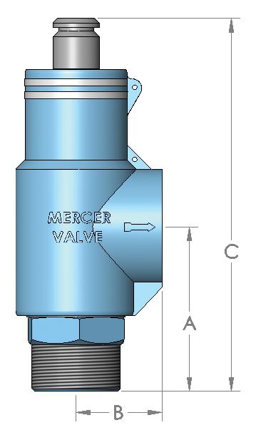 8100 Series Threaded Dimensions and Weights Inlet and Outlet Code Inlet and Outlet Size Orifice Available Pressure Limit (psi) Dimensions A x B x C (in ±1/16) Approx.