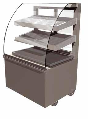 Adjustable feet are available as an optional extra. Produce displayed on bright polished stainless steel shelf covers. Stainless steel shelf covers are removable for cleaning.