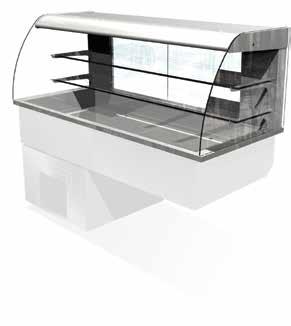 The angle of the display deck can be adjusted for enhanced presentation. The centre shelf is for the display of ambient produce. Gantry mounted controller installed on operators side (GO) as standard.