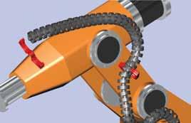 The adjustable minimum bend radius, critical in maintaining cable and hose operating longevity, is maintained and cables and/or hoses can be properly partitioned in three separate compartments.