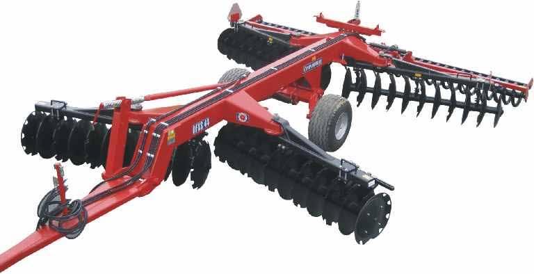Trailed Disc Harrow in X form DFXS Trailed construction, disc gangs work in X form 28, 32, 36, 40, 44, 48 or 52 heavy duty discs, Φ660x6 mm High tensile strength central chassis beam 300x300x10 mm