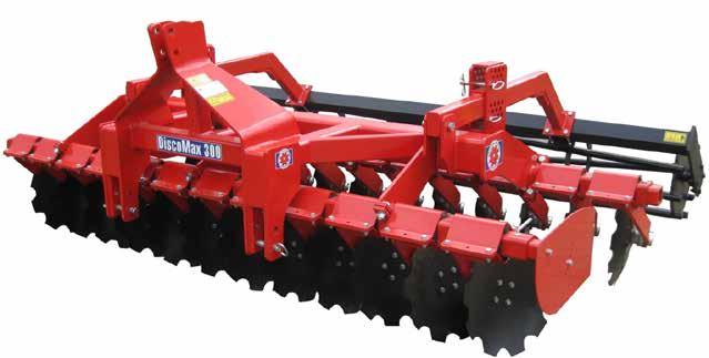 Compact Disc Harrow DiscoMax 3 point hitch Rigid frame 24, 28 or 32 heavy duty notched discs, Φ510 Frame 150x150x10 mm Security System with rubber blocks Φ42 mm Zero Maintenance, high load capacity