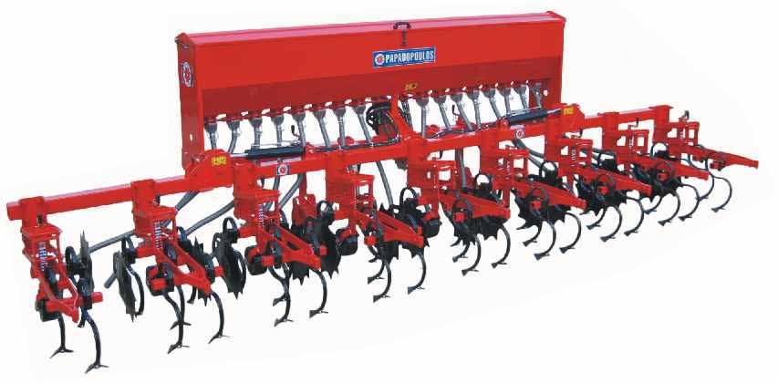 Row Crop Cultivator SKLE 3 point hitch Rigid frame, single tank hopper Spring tines 32x12 Each sub frame holding S tines is swinging independently Sheet plant protection Fertilizer powered by ground