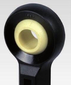 Thermoplastic Ro Ens igubal KCRM an KCLM similar to DIN 12240-4 (DIN 648) series K, Internal Threa Material spherical ball: igliur W300, yellowish. Material housing: igumi, black.
